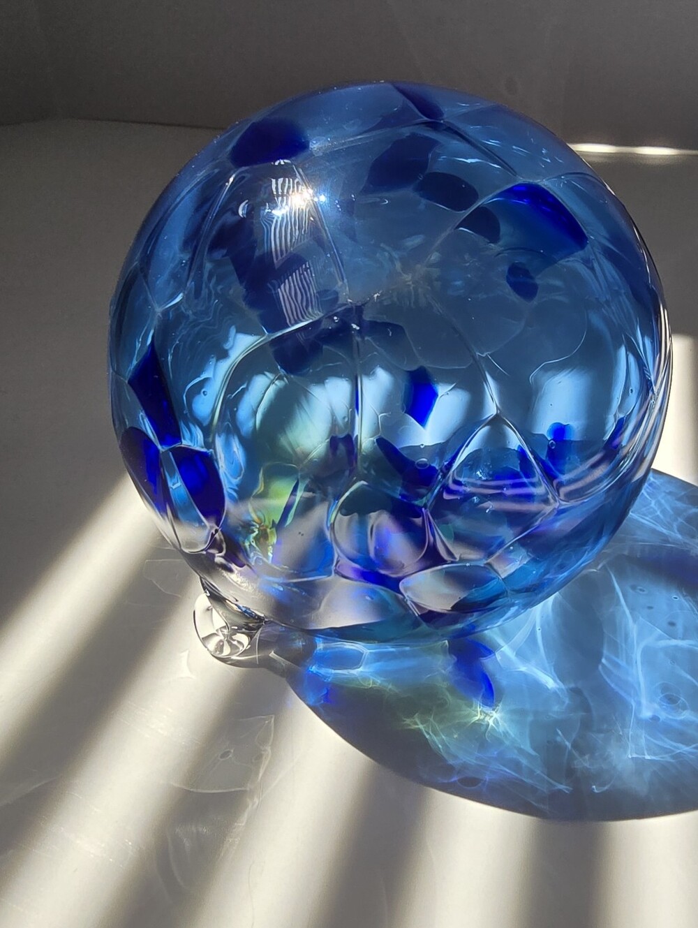 Blue Handblown Glass Float Ornament. Oregon Coast. EUC. 4"